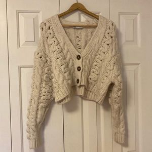 Zara oversized short cardigan in off white